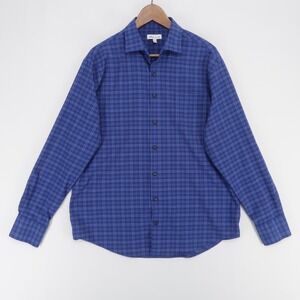 Peter Millar Vannstone Shirt Mens L Blue Plaid Crown Sport Performance Flannel